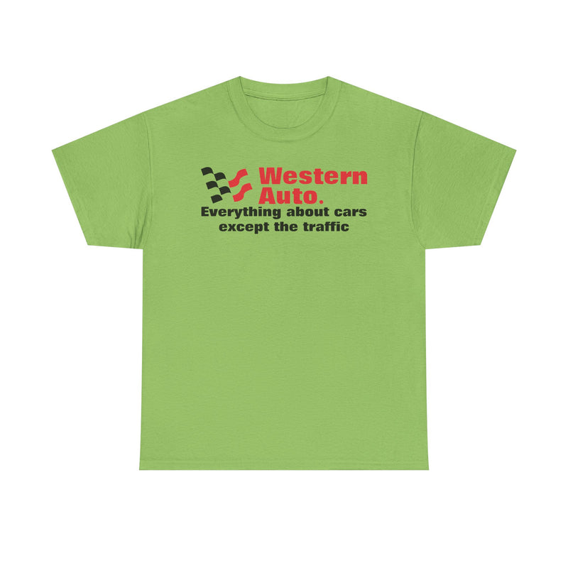 Load image into Gallery viewer, Western Auto Everything About Cars Except the Traffic Checkered Flag T-shirt
