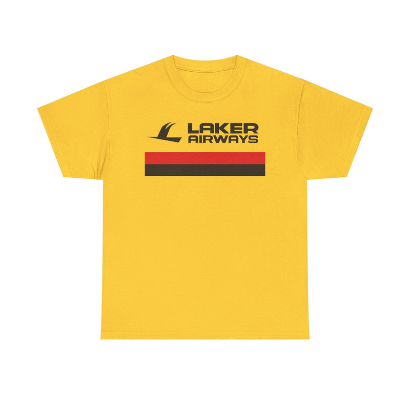 Load image into Gallery viewer, Laker Airways Vintage UK Airline Red Stripe Aviation Memorabilia T-shirt