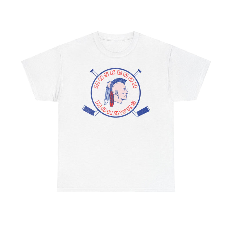 Load image into Gallery viewer, Muskegon Mohawks Logo Nostalgic Hockey T-shirt