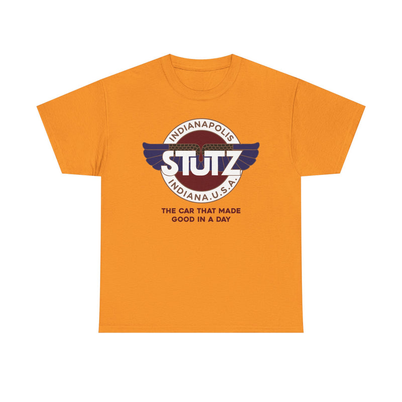 Load image into Gallery viewer, Stutz The Car That Made Good In A Day Indianapolis Logo T-shirt