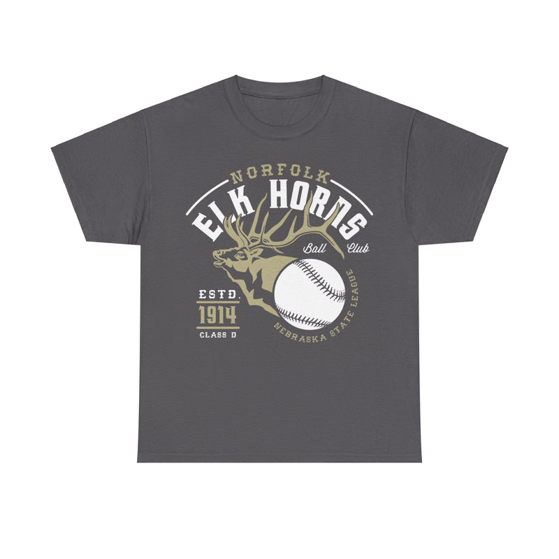 Load image into Gallery viewer, Norfolk Elk Horns Est 1914 Nebraska Baseball T-shirt