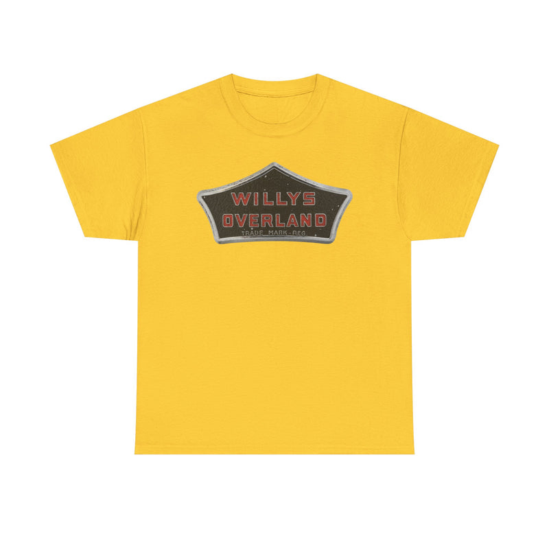 Load image into Gallery viewer, Willys Overland Trade Mark Reg Vintage Automobile Logo Collectible T-shirt