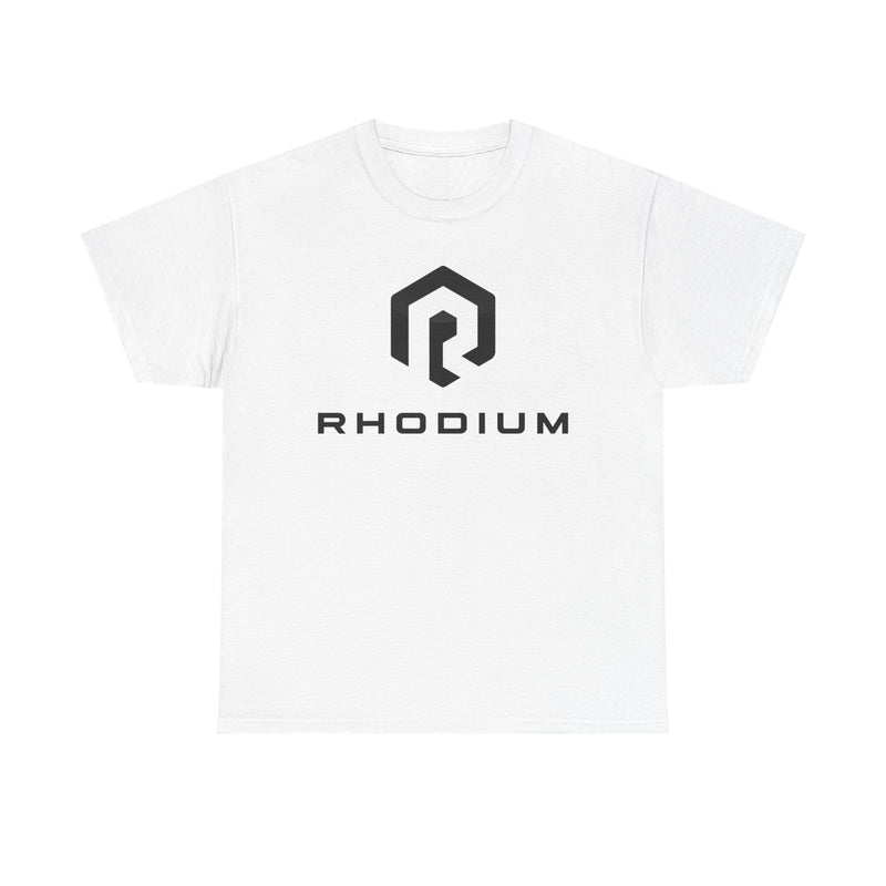 Load image into Gallery viewer, Rhodium Enterprises T-Shirt Bankrupt Crypto Company Defunct Logo Tee
