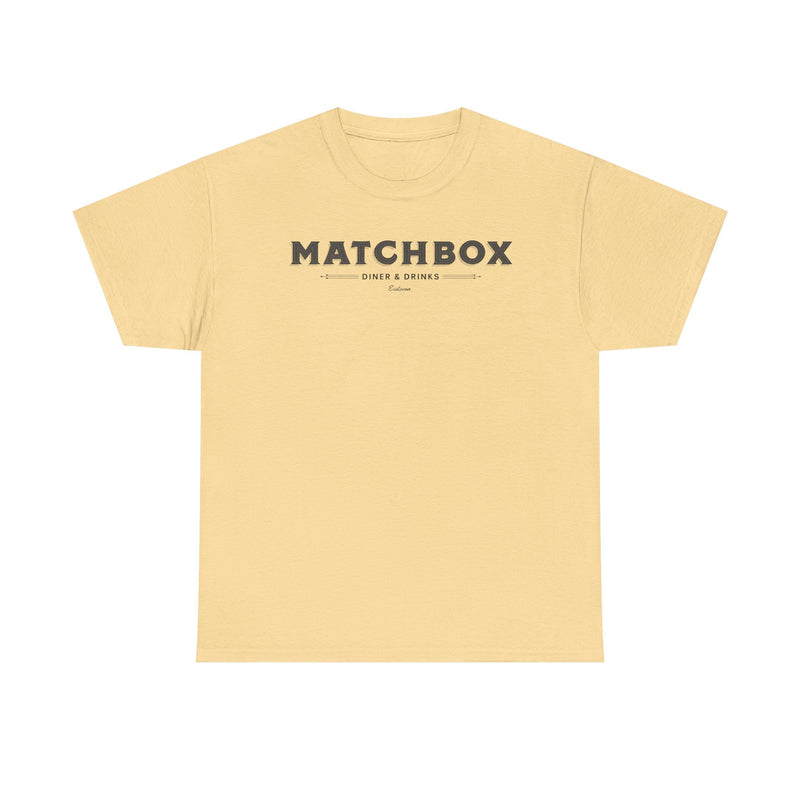 Load image into Gallery viewer, Matchbox Diner Drinks T-Shirt Defunct Restaurant Bankrupt Logo Tee