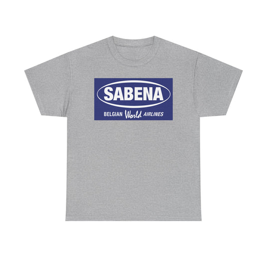 Sabena Belgian World Airlines Blue Oval Logo European Aviation T-shirt