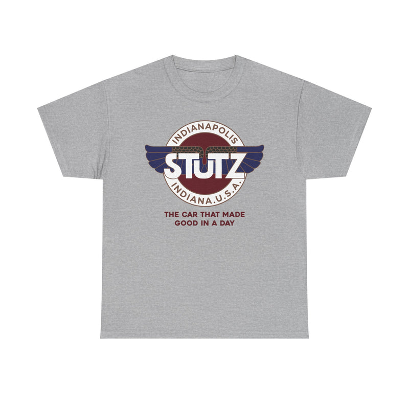 Load image into Gallery viewer, Stutz The Car That Made Good In A Day Indianapolis Logo T-shirt
