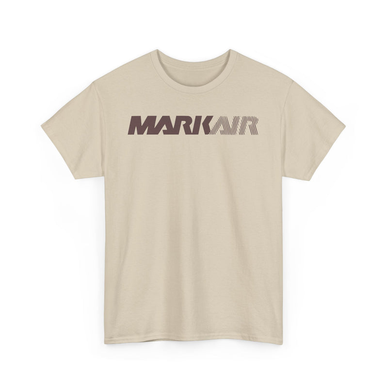 Load image into Gallery viewer, Mark Air Burgundy Striped Logo Alaska Regional Airline Vintage T-shirt
