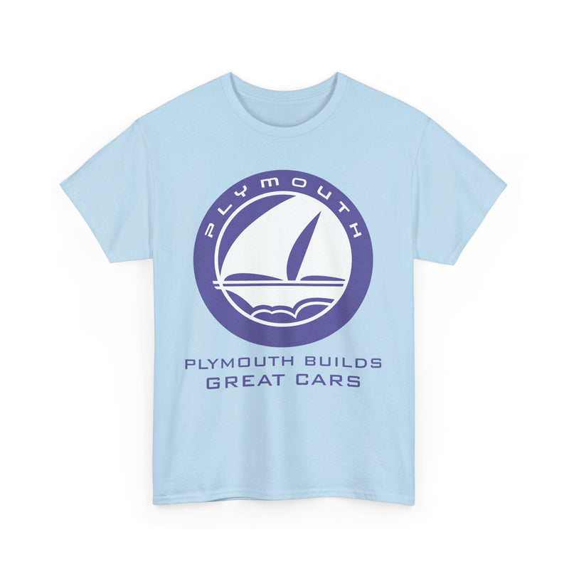 Load image into Gallery viewer, Plymouth Builds Great Cars Sailboat Purple Logo Vintage T-shirt