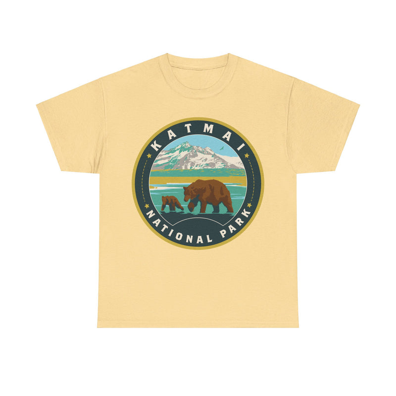 Load image into Gallery viewer, Katmai National Park Alaska Round Logo T-shirt