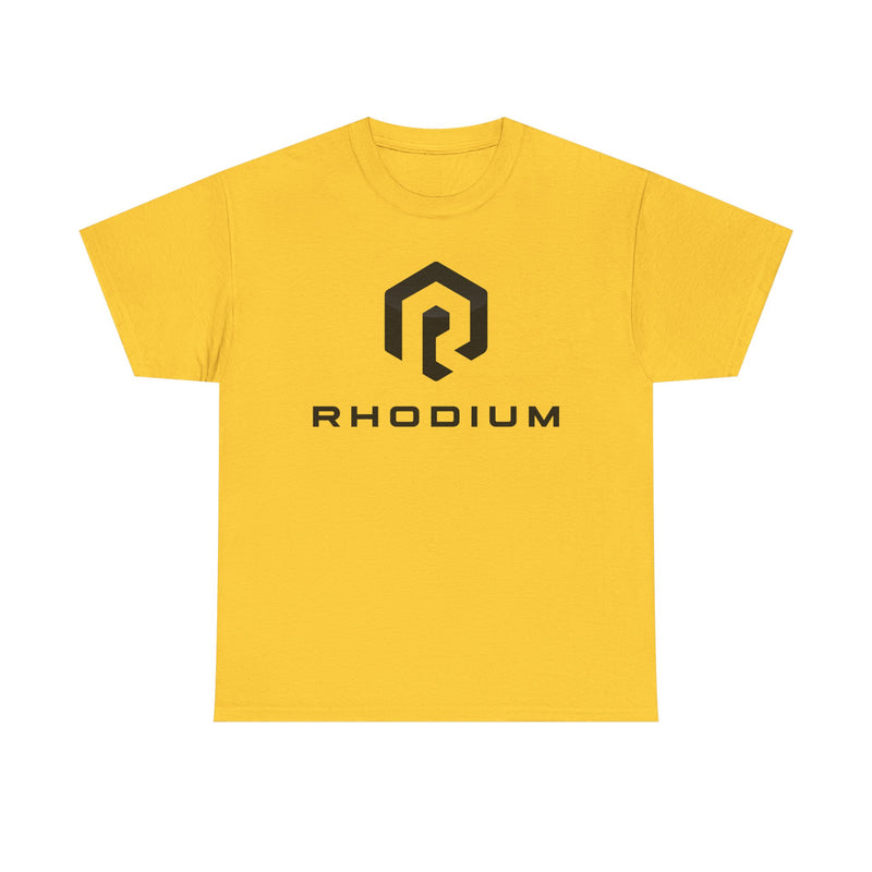 Load image into Gallery viewer, Rhodium Enterprises T-Shirt Bankrupt Crypto Company Defunct Logo Tee