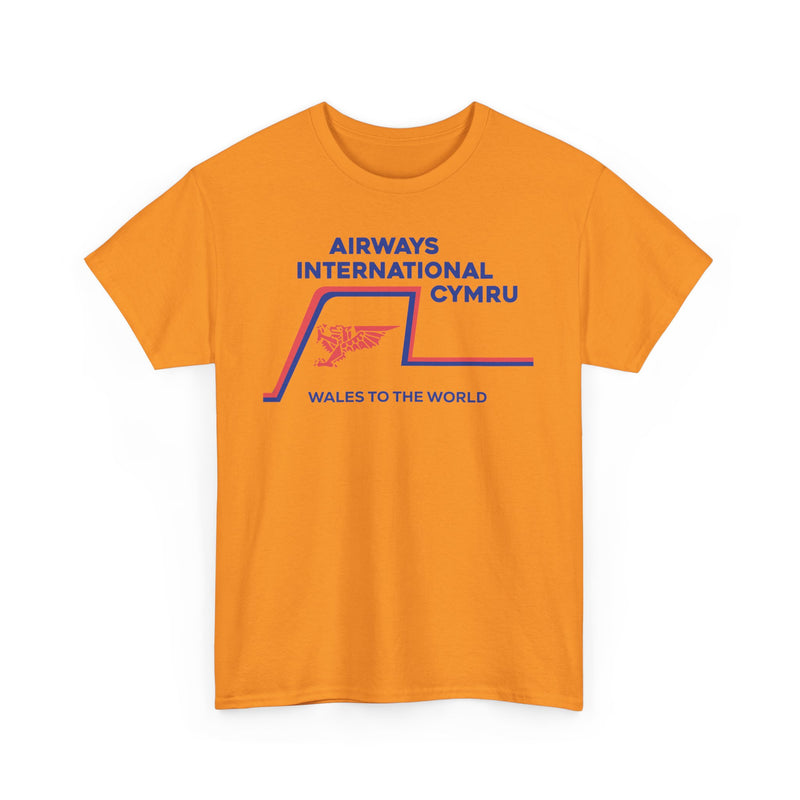 Load image into Gallery viewer, Airways International Cymru Wales To The World Vintage Airline Logo T-shirt