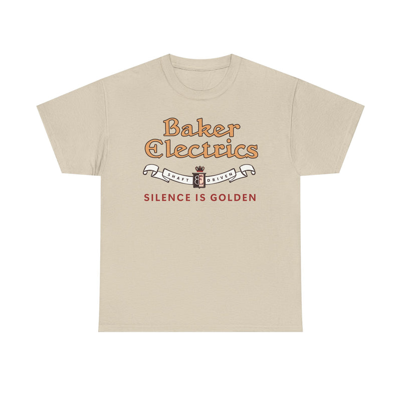 Load image into Gallery viewer, Baker Electrics Shaft Driven Silence is Golden Antique Car T-shirt