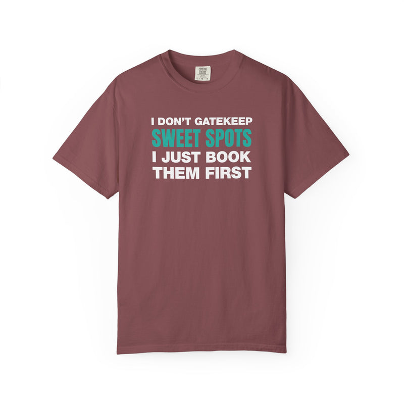 Load image into Gallery viewer, Gatekeep Travel Sweet Spots Credit Card Points Miles Teal T-shirt