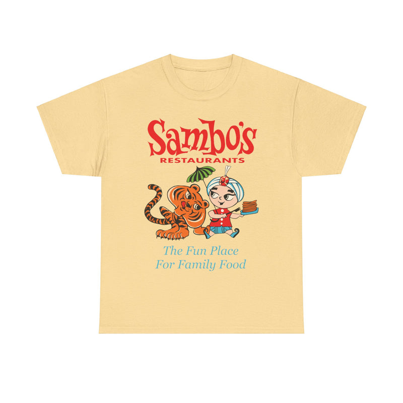 Load image into Gallery viewer, Sambos Fun Place for Family Food California Restaurant T-shirt