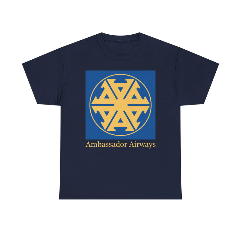 Load image into Gallery viewer, Ambassador Airways Blue Gold Emblem Classic UK Charter Airline T-shirt