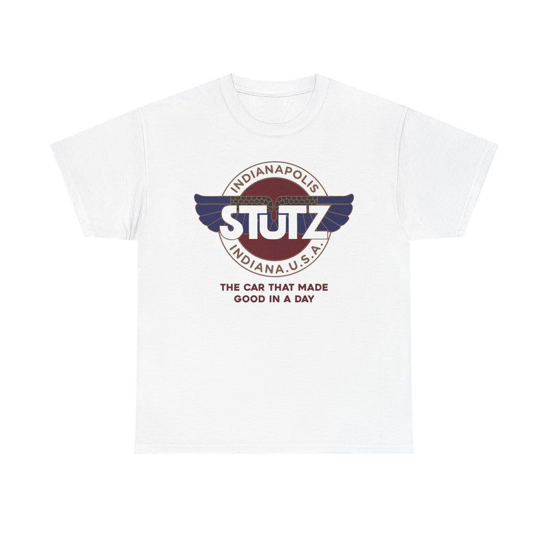 Load image into Gallery viewer, Stutz The Car That Made Good In A Day Indianapolis Logo T-shirt