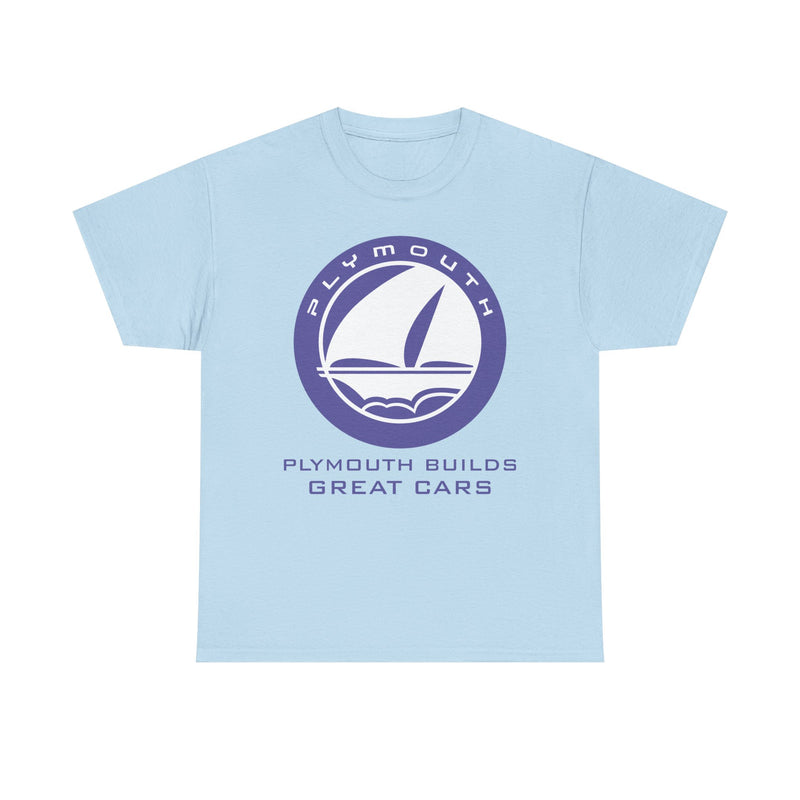 Load image into Gallery viewer, Plymouth Builds Great Cars Sailboat Purple Logo Vintage T-shirt