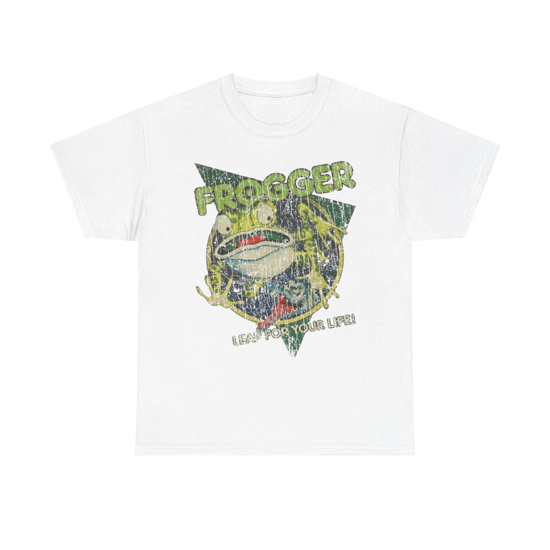 Load image into Gallery viewer, Frogger Leap For Your Life 1981 Video Game Distressed Print T-shirt