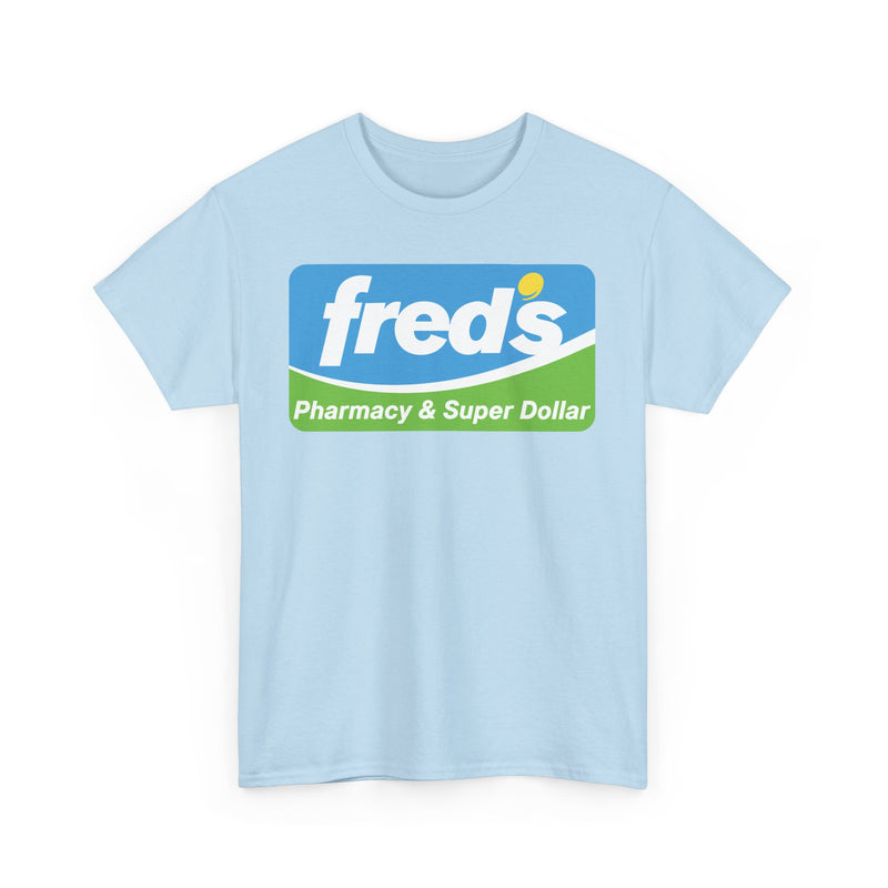 Load image into Gallery viewer, Fred's Pharmacy & Super Dollar Blue Green Retro Logo T-Shirt