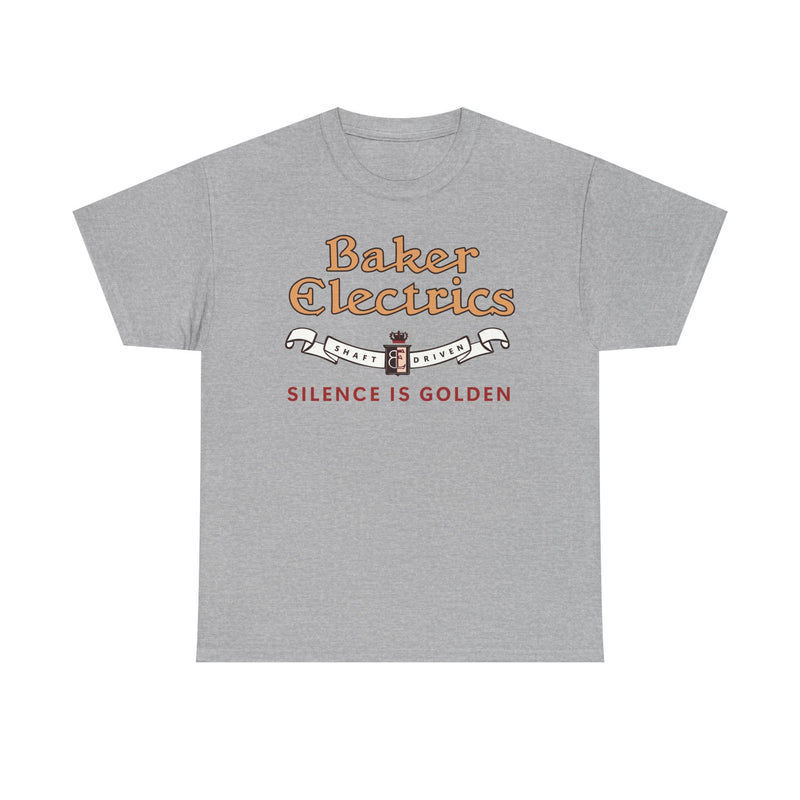 Load image into Gallery viewer, Baker Electrics Shaft Driven Silence is Golden Antique Car T-shirt