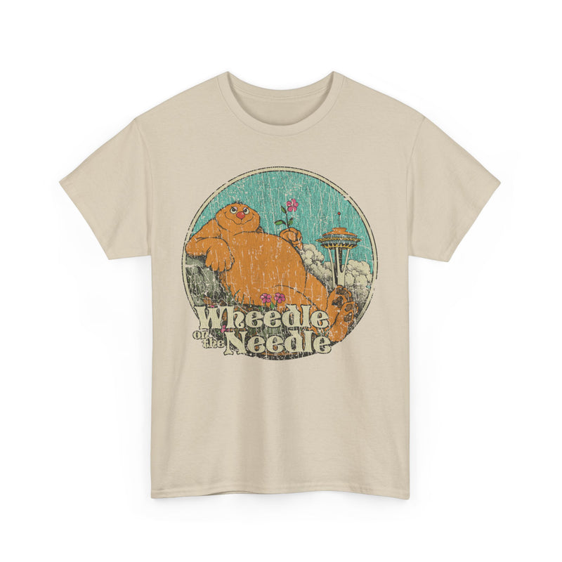 Load image into Gallery viewer, Wheedle on the Needle 1974 Seattle Washington Nostalgic Illustrated Book T-shirt