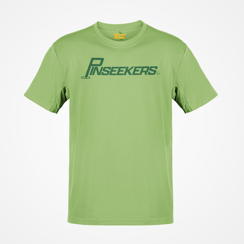 Load image into Gallery viewer, DeForest PinSeekers T-Shirt Defunct Golf Course Bankrupt Company Logo Tee