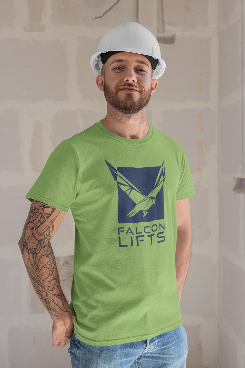 Load image into Gallery viewer, Falcon Lifts T-Shirt Defunct Elevator Company Bankrupt Logo Tee