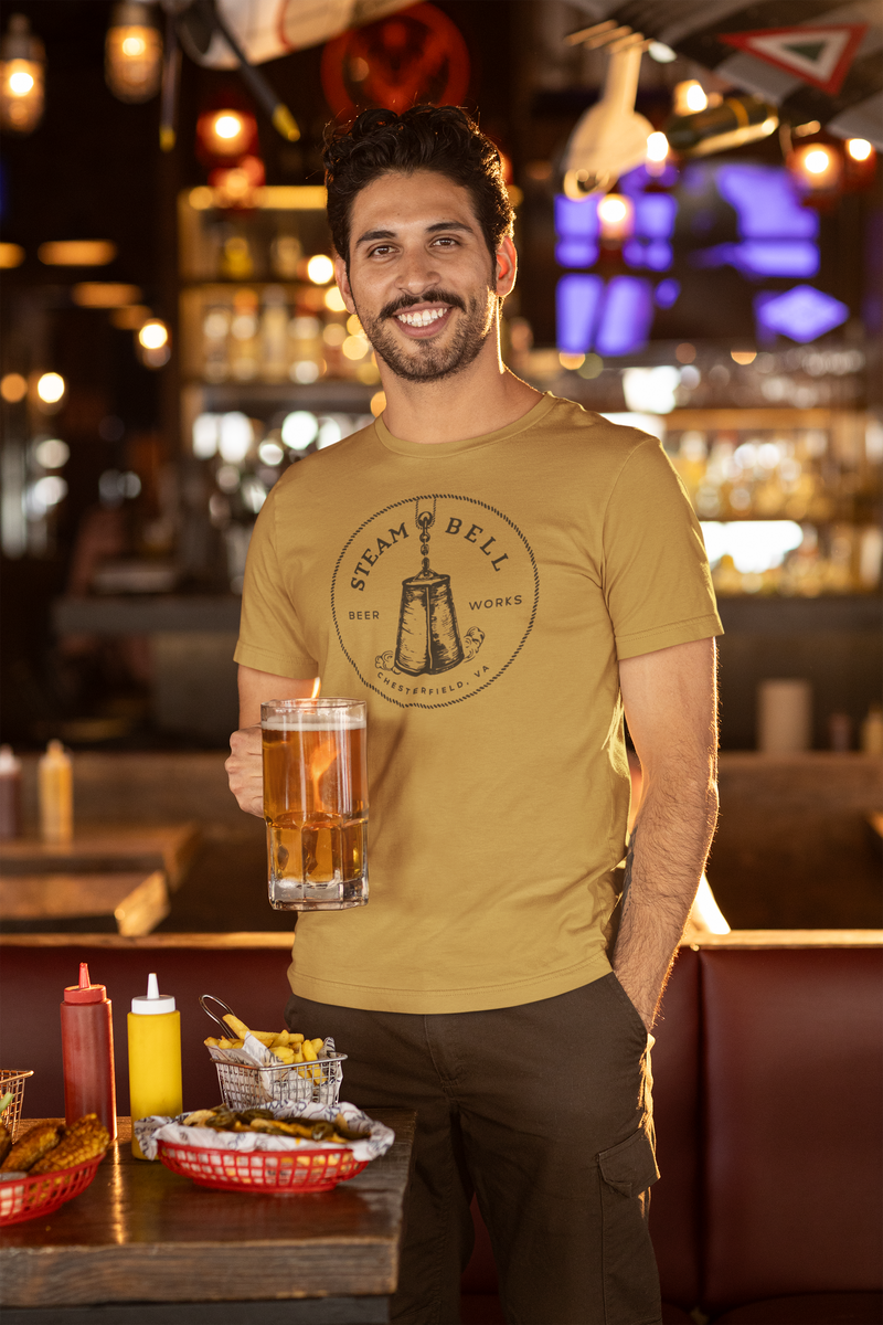 Load image into Gallery viewer, Steam Bell Beer Works T-Shirt Defunct Brewery Bankrupt Company Logo Tee