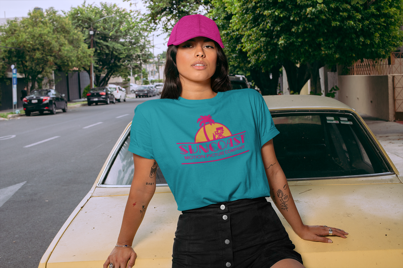 Load image into Gallery viewer, Suncoast Motion Picture Company Palm Tree Movie Director Chair Logo T-shirt