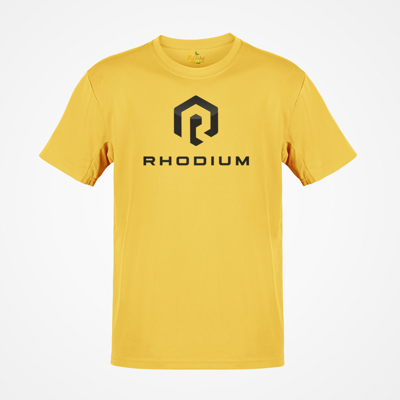 Load image into Gallery viewer, Rhodium Enterprises T-Shirt Bankrupt Crypto Company Defunct Logo Tee
