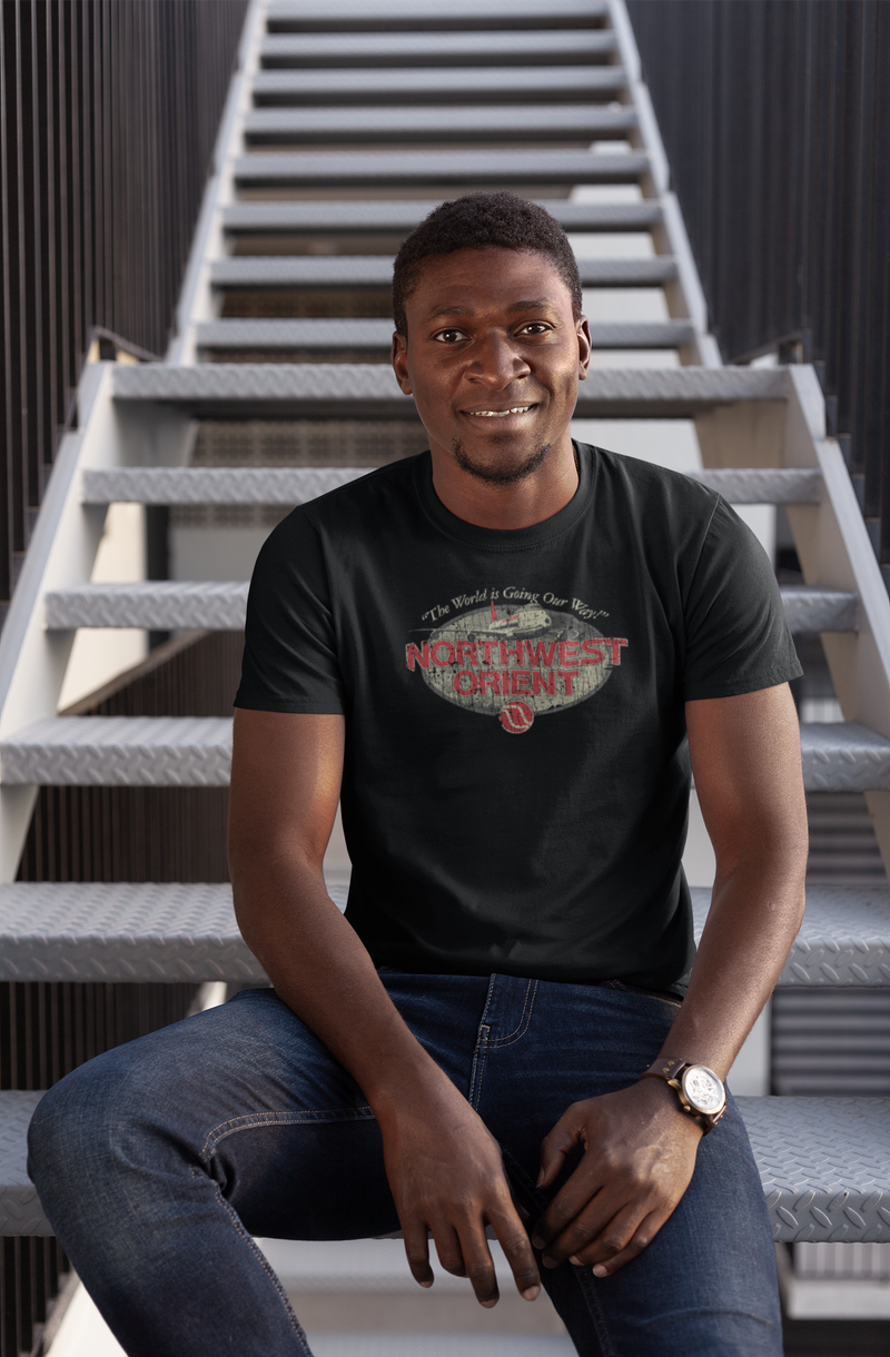 Load image into Gallery viewer, Northwest Orient Airlines 1969 Distressed Print T-shirt