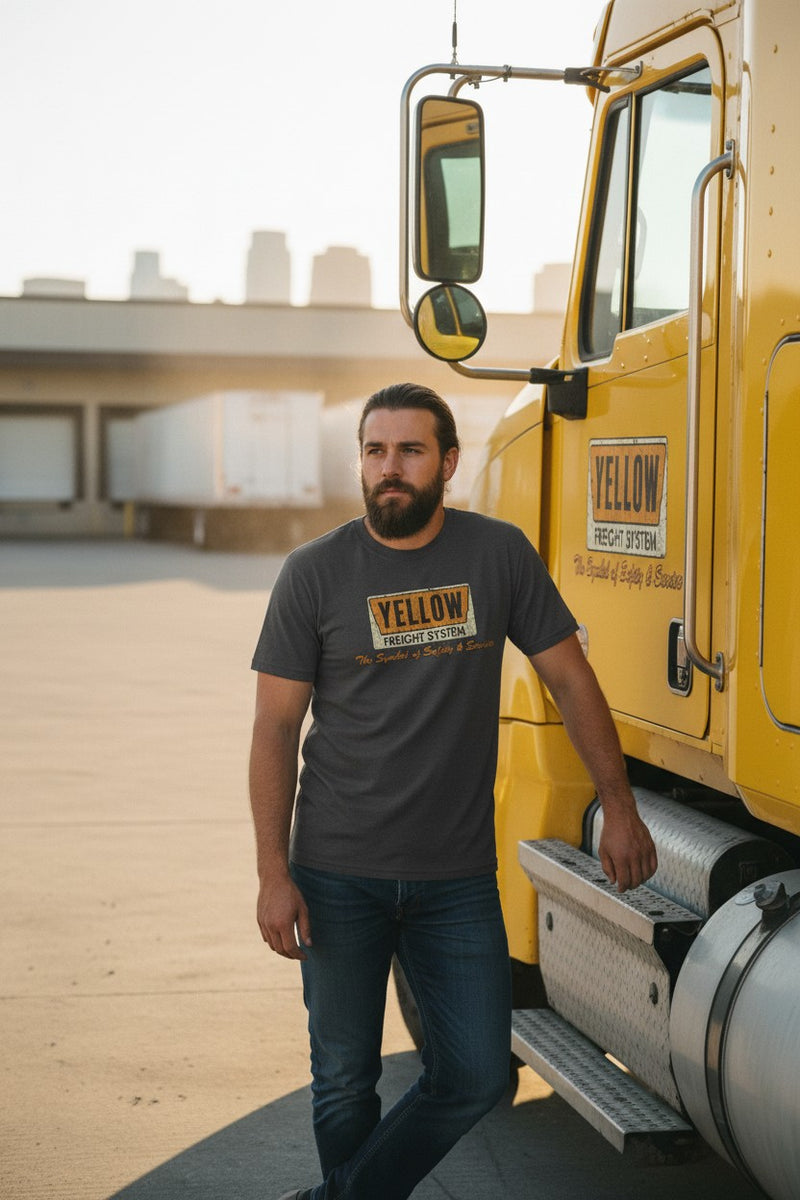 Load image into Gallery viewer, Yellow Freight Symbol of Safety 1968 Kansas Trucking Traffic T-shirt