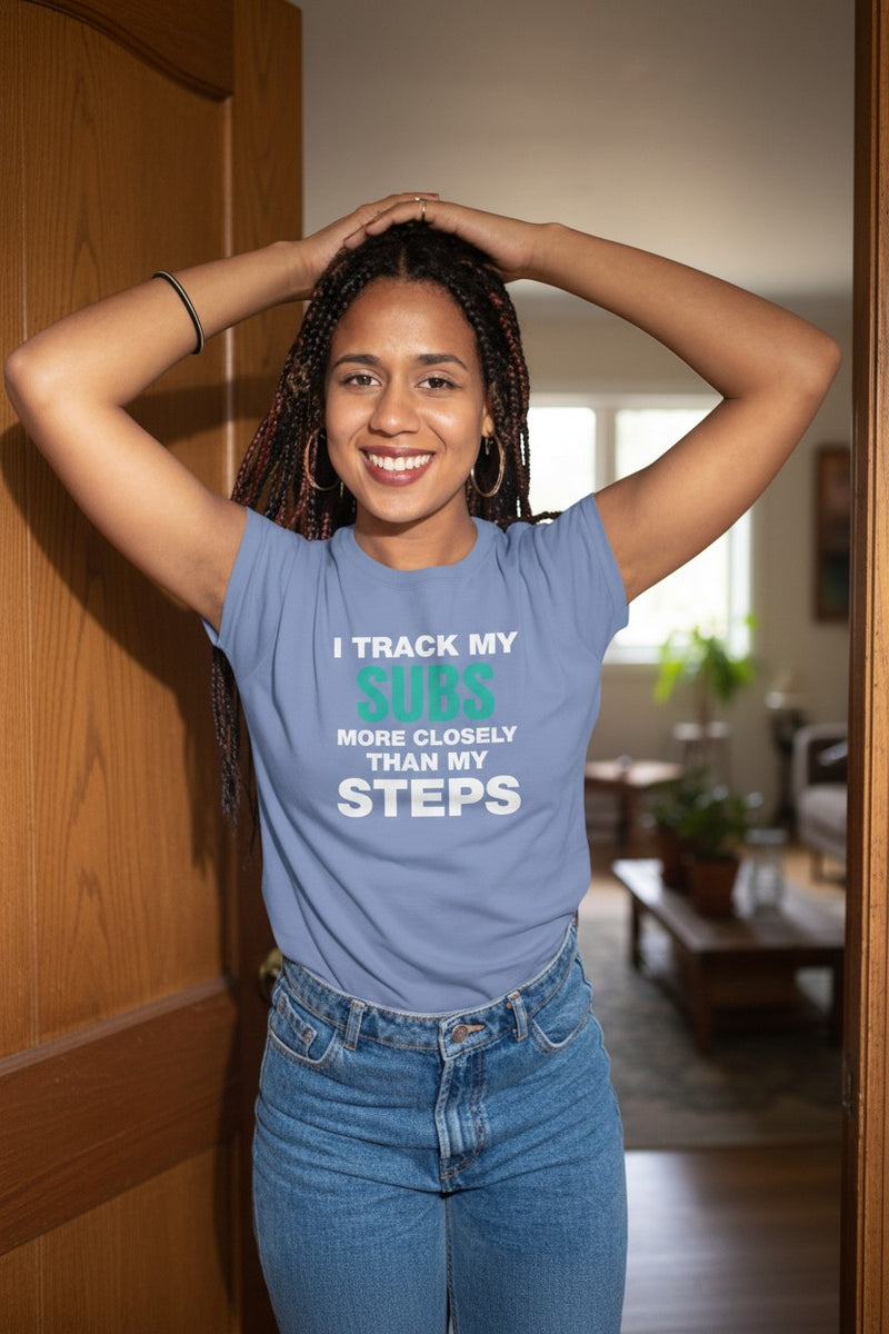 Load image into Gallery viewer, Track Credit Card Subs Steps Points Miles Travel Teal T-shirt