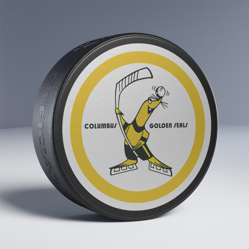 Load image into Gallery viewer, Columbus Golden Seals Hockey 1971-1973 Round Logo Hockey Puck