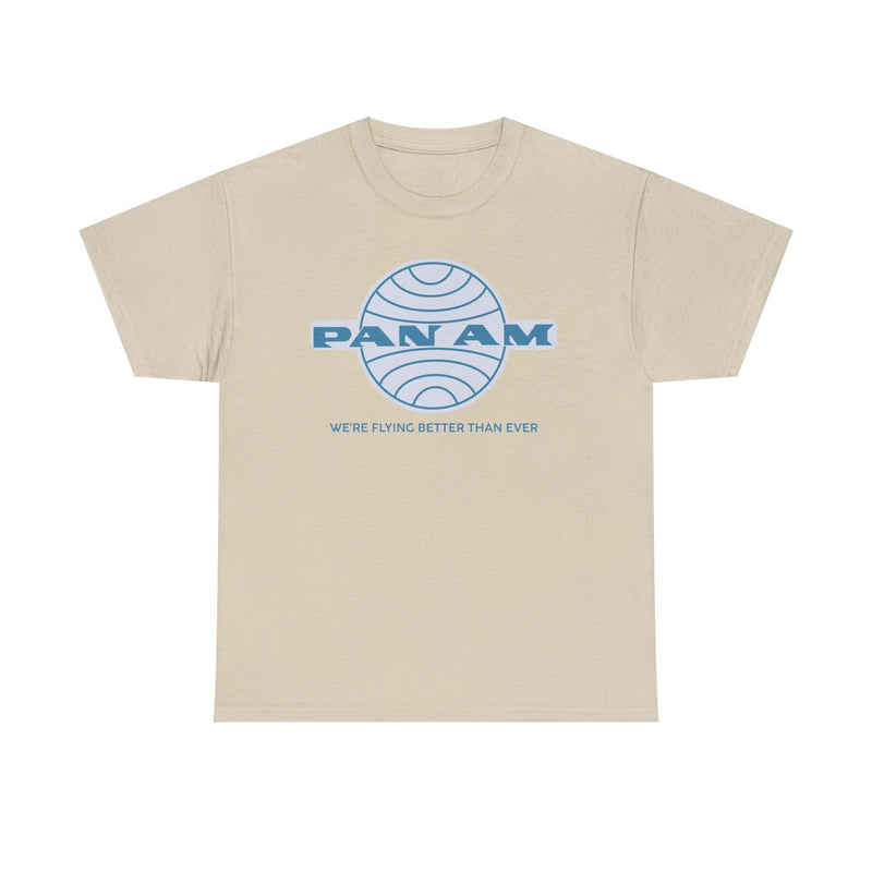 Load image into Gallery viewer, Pan Am Classic Blue Globe Logo Flying Better Than Ever T-shirt