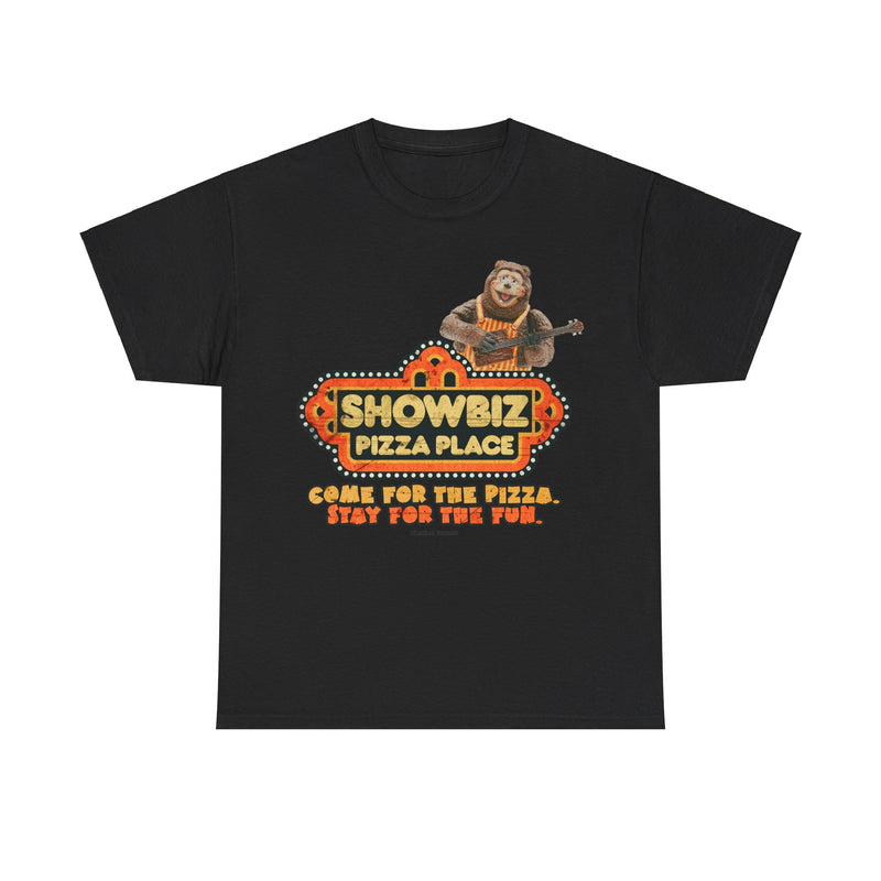 Load image into Gallery viewer, Showbiz Pizza Place Come for The Pizza Tribute T-Shirt