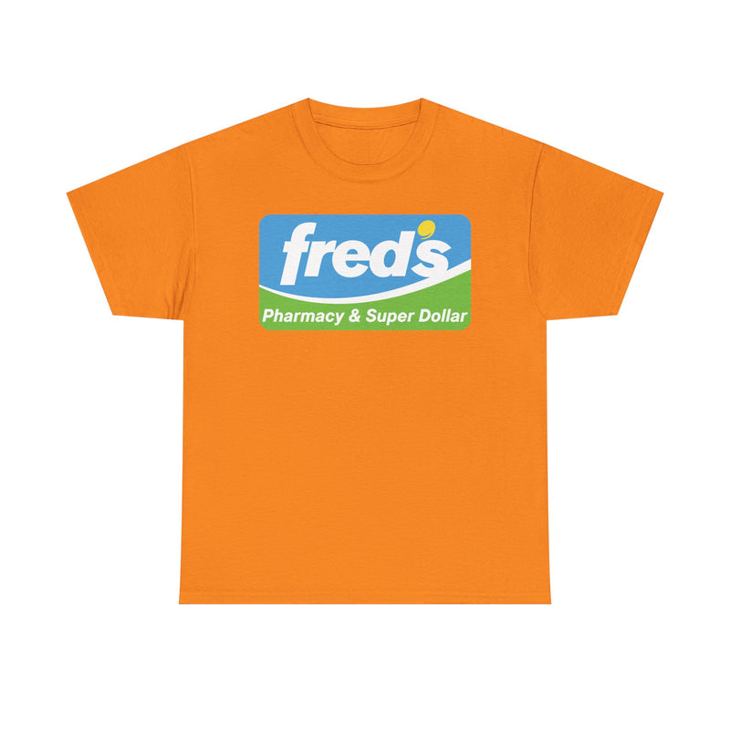 Load image into Gallery viewer, Fred's Pharmacy & Super Dollar Blue Green Retro Logo T-Shirt