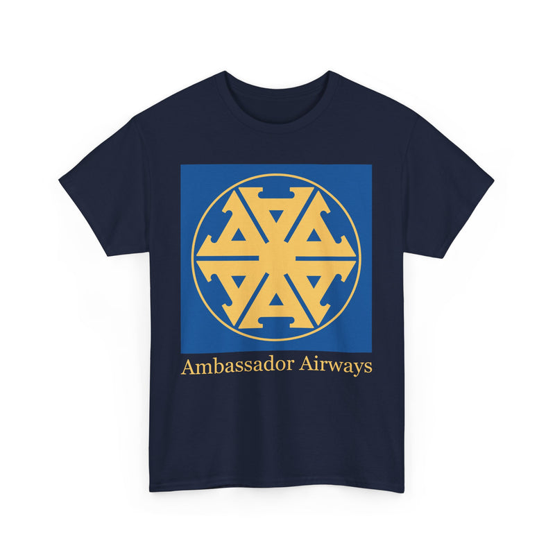 Load image into Gallery viewer, Ambassador Airways Blue Gold Emblem Classic UK Charter Airline T-shirt