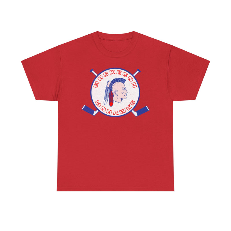 Load image into Gallery viewer, Muskegon Mohawks Logo Nostalgic Hockey T-shirt
