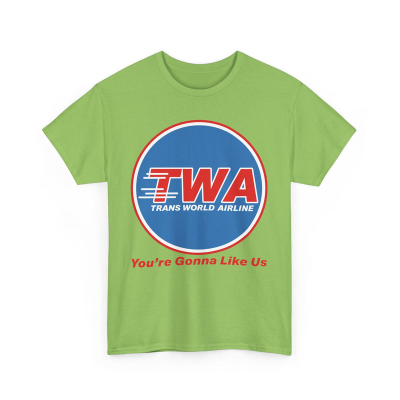 Load image into Gallery viewer, TWA Trans World Airline Classic Globe Logo Gonna Like Us T-shirt
