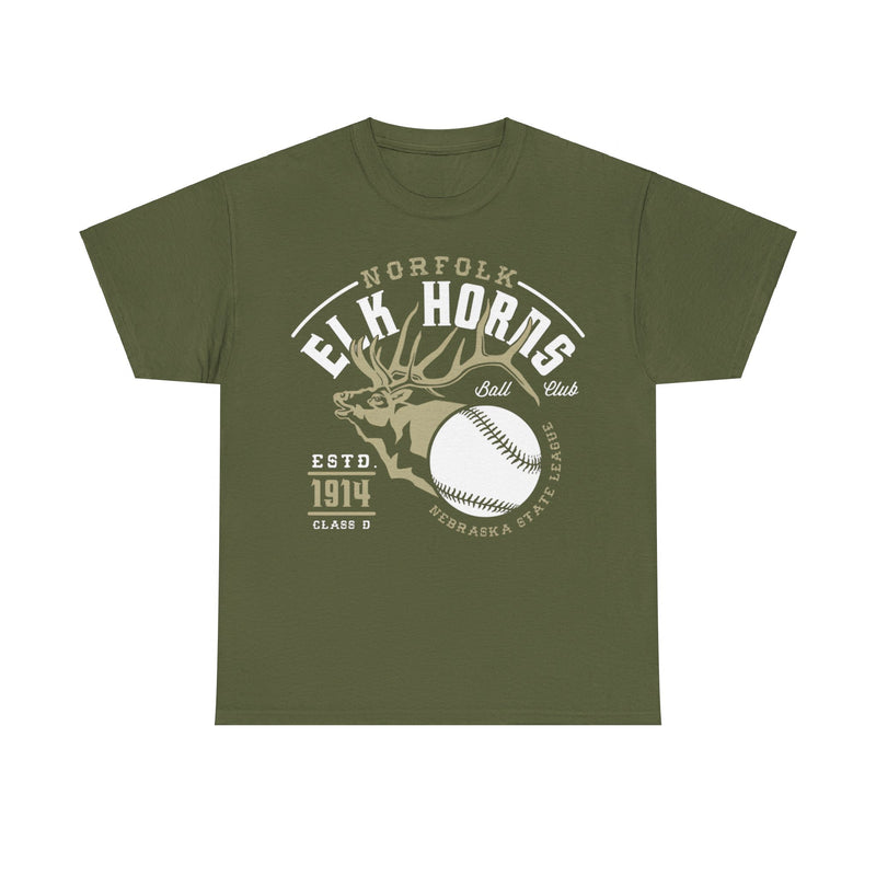 Load image into Gallery viewer, Norfolk Elk Horns Est 1914 Nebraska Baseball T-shirt