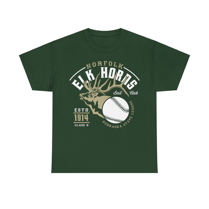 Load image into Gallery viewer, Norfolk Elk Horns Est 1914 Nebraska Baseball T-shirt