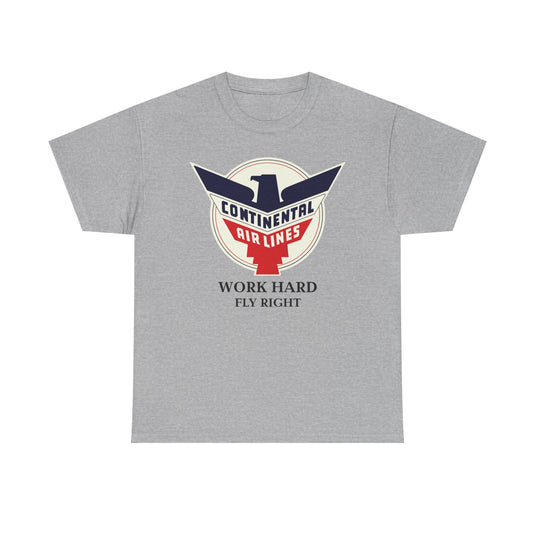 Continental Airlines Red White Blue Eagle Work Hard Fly Right T-shirt