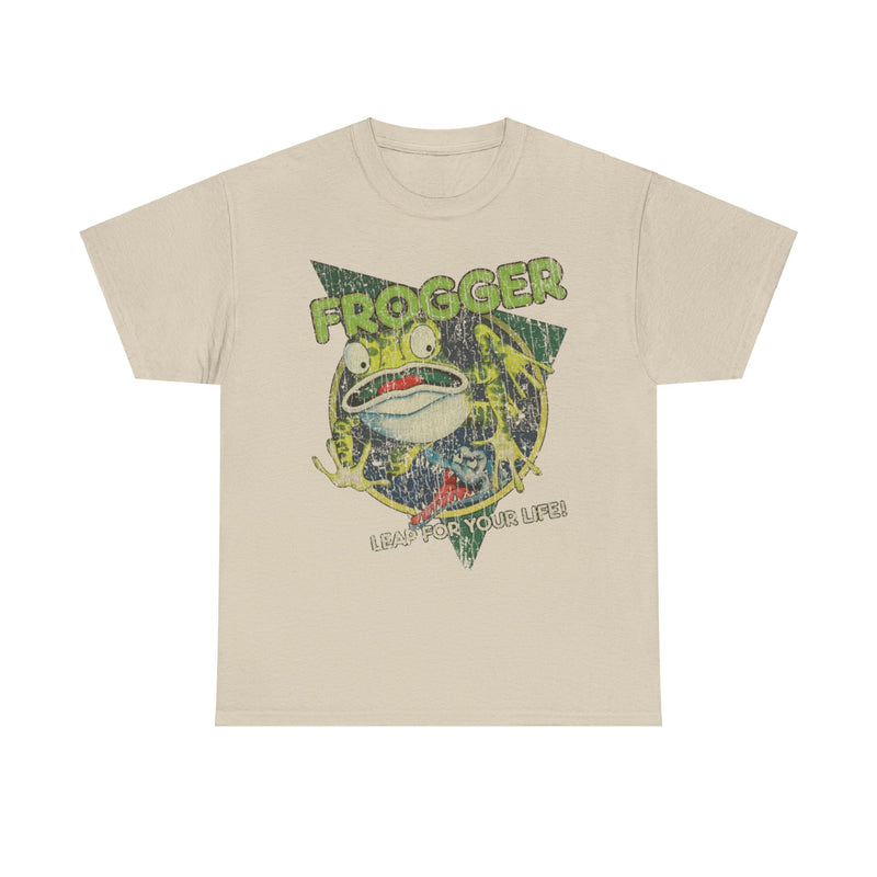 Load image into Gallery viewer, Frogger Leap For Your Life 1981 Video Game Distressed Print T-shirt