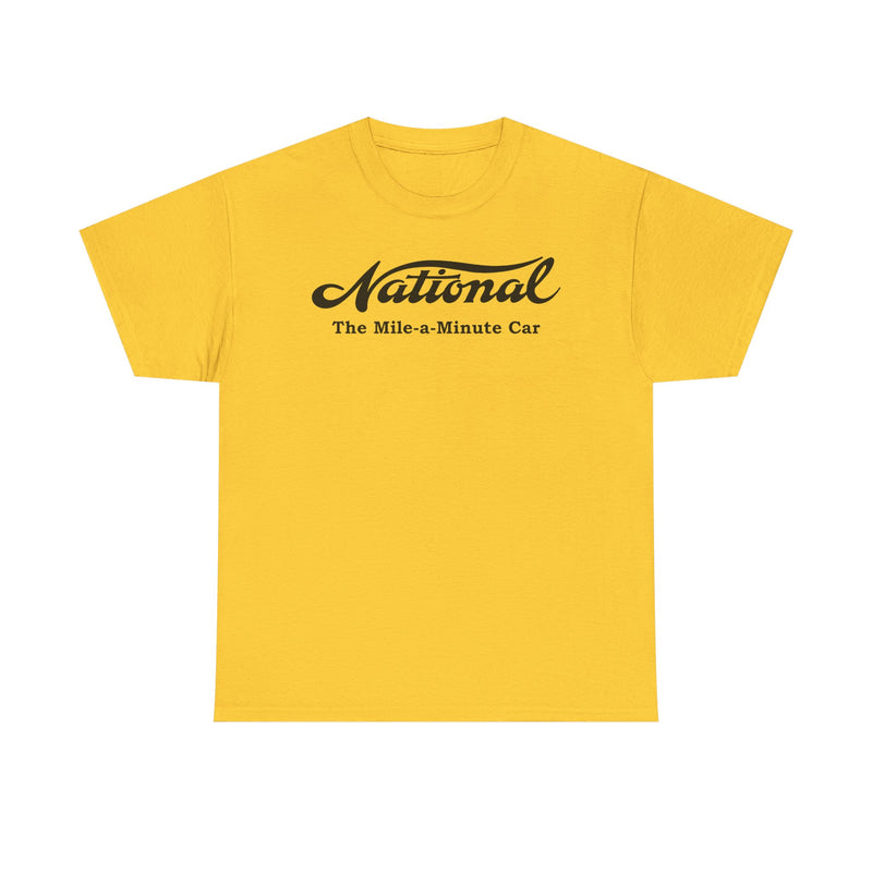 Load image into Gallery viewer, National The Mile-a-Minute Car Vintage Script Logo T-shirt