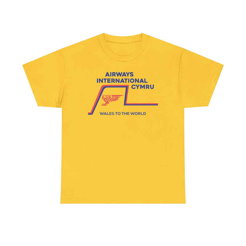 Load image into Gallery viewer, Airways International Cymru Wales To The World Vintage Airline Logo T-shirt