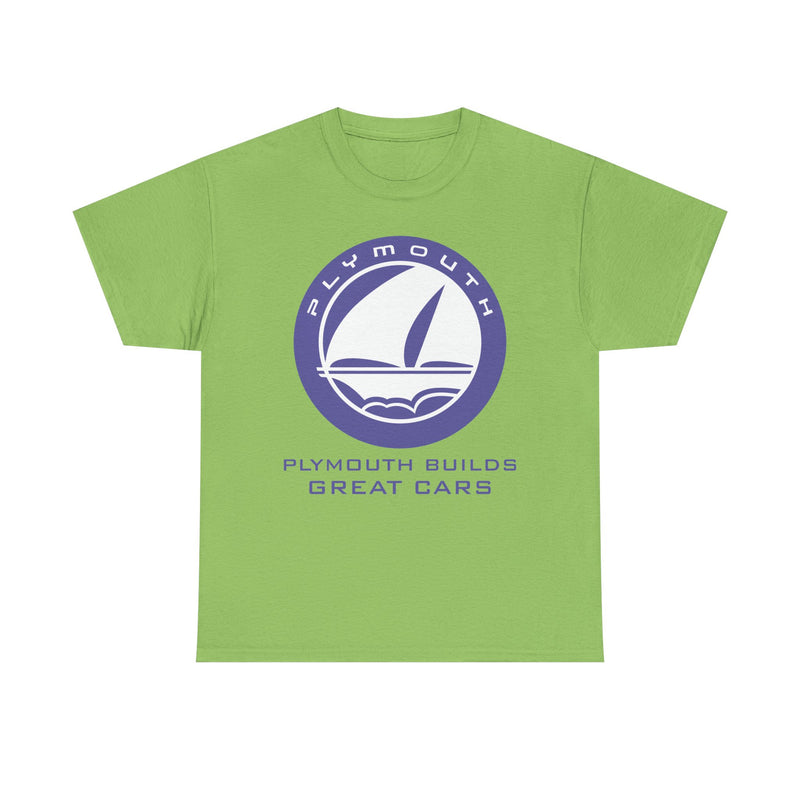 Load image into Gallery viewer, Plymouth Builds Great Cars Sailboat Purple Logo Vintage T-shirt