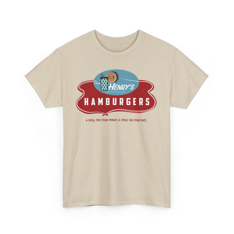 Load image into Gallery viewer, Henry's Hamburgers Vintage Drive-In Chain Restaurant Logo T-Shirt