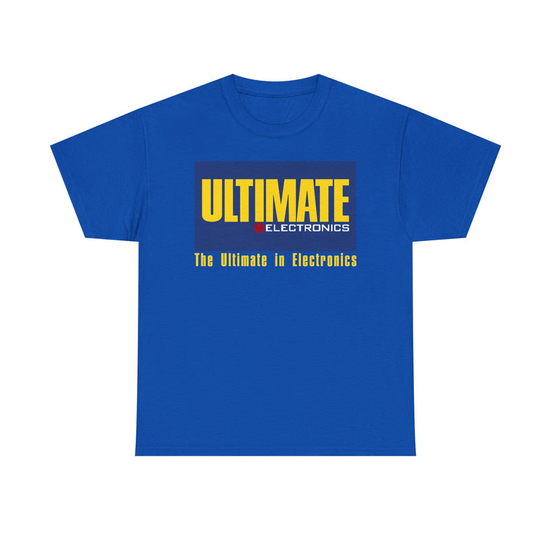 Load image into Gallery viewer, Ultimate Electronics The Ultimate in Electronics Blue Yellow Logo T-shirt