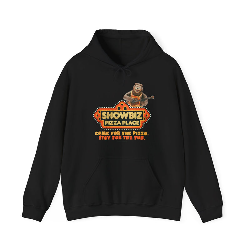 Load image into Gallery viewer, Showbiz Pizza Place Come for The Pizza Tribute Pullover Hoody